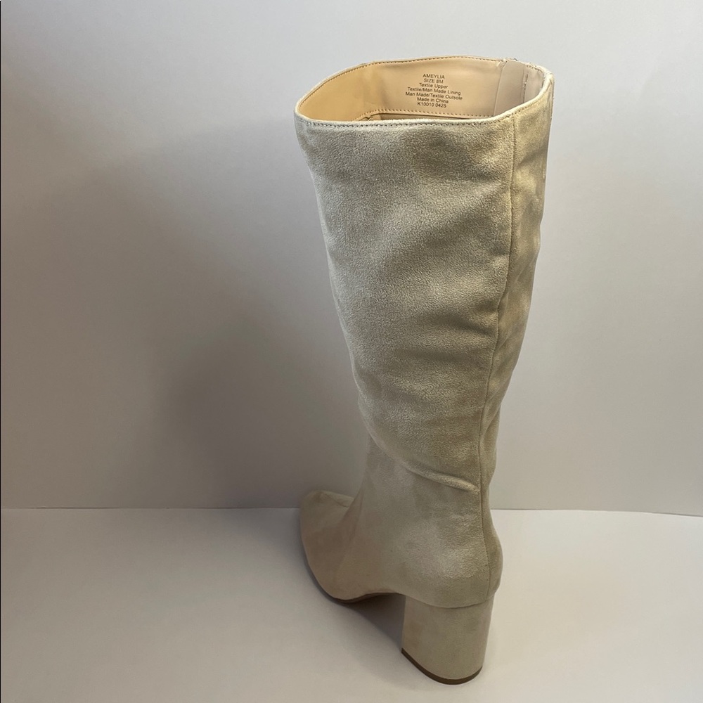 NIB AMEYLIA Women's Knee-High Block Heel Boots in Light Beige.  Size 8M. - Picture 2 of 6